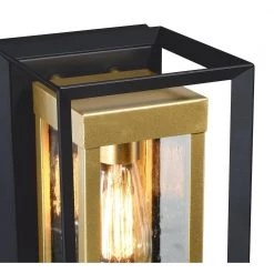 1-Light Matte Black and Metallic Bronze Not Solar Outdoor Wall Lantern Sconce with Seeded Glass by Pia Ricco -KINWELL shop matte black metallic bronze pia ricco outdoor sconces 1jay 12821 1f 1000