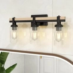 3-Light Matte Black and Ocean View Oak Vanity Billiard Light by Pia Ricco -KINWELL shop matte black ocean view oak pia ricco vanity lighting 1jay lp11888801 4f 1000