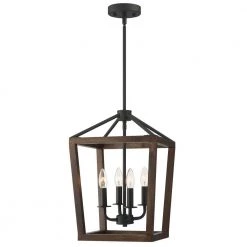 4-Light Matte Black Lantern Pendant by Pia Ricco
