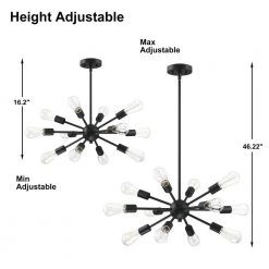 12-Light Matte Black Sputnik Sphere Chandelier without Shade by Pia Ricco -KINWELL shop matte black pia ricco chandeliers 1jay 53612bk 40 1000