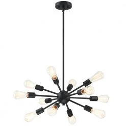 12-Light Matte Black Sputnik Sphere Chandelier without Shade by Pia Ricco