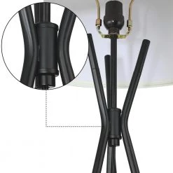 64.25 in. Matte Black Indoor Floor Lamp with White Fabric Shade by Pia Ricco -KINWELL shop matte black pia ricco floor lamps 1jay 62420 1f 1000