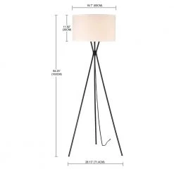 64.25 in. Matte Black Indoor Floor Lamp with White Fabric Shade by Pia Ricco -KINWELL shop matte black pia ricco floor lamps 1jay 62420 76 1000