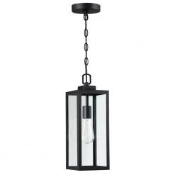 1-Light Matte Black Outdoor Pendant Light with Clear Glass by Pia Ricco -KINWELL shop matte black pia ricco outdoor pendant lights 1jay 15171 c3 1000