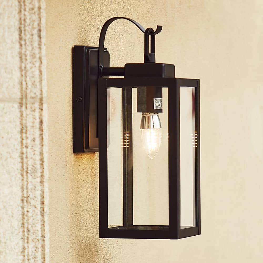 1- Light Matte Black Outdoor Wall Lantern Sconce with Clear Glasee by Pia Ricco 7 1- Light Matte Black Outdoor Wall Lantern Sconce with Clear Glasee by Pia Ricco - Image 5