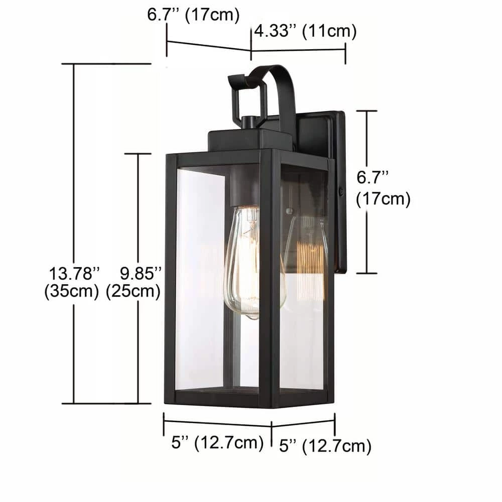 1-Light Matte Black Not Solar Outdoor Wall Lantern Waterproof Fixture with Clear Glasses (4-Pack) by Pia Ricco 5 1-Light Matte Black Not Solar Outdoor Wall Lantern Waterproof Fixture with Clear Glasses (4-Pack) by Pia Ricco - Image 3