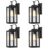 1-Light Matte Black Not Solar Outdoor Wall Lantern Waterproof Fixture with Clear Glasses (4-Pack) by Pia Ricco 2 1-Light Matte Black Not Solar Outdoor Wall Lantern Waterproof Fixture with Clear Glasses (4-Pack) by Pia Ricco -KINWELL shop matte black pia ricco outdoor sconces 1jay 12151 4pk 64 1000