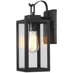 KINWELL shop 50 1- Light Matte Black Outdoor Wall Lantern Sconce with Clear Glasee by Pia Ricco