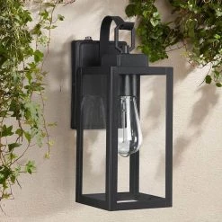 1-Light Hardwired Matte Black Outdoor Clear Glass Dusk to Dawn Wall Lantern Sconce by Pia Ricco 13 1-Light Hardwired Matte Black Outdoor Clear Glass Dusk to Dawn Wall Lantern Sconce by Pia Ricco -KINWELL shop matte black pia ricco outdoor sconces 1jay 12151 pc 1f 1000