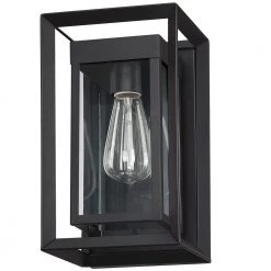 1-Light Black Outdoor Fixture Wall Lantern Sconce with Clear Glass by Pia Ricco 12 1-Light Black Outdoor Fixture Wall Lantern Sconce with Clear Glass by Pia Ricco -KINWELL shop matte black pia ricco outdoor sconces 1jay 12691 1f 1000