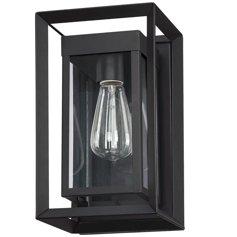 1-Light Black Outdoor Fixture Wall Lantern Sconce with Clear Glass by Pia Ricco 7 1-Light Black Outdoor Fixture Wall Lantern Sconce with Clear Glass by Pia Ricco - Image 5