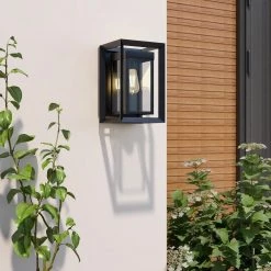 1-Light Black Outdoor Fixture Wall Lantern Sconce with Clear Glass by Pia Ricco 13 1-Light Black Outdoor Fixture Wall Lantern Sconce with Clear Glass by Pia Ricco -KINWELL shop matte black pia ricco outdoor sconces 1jay 12691 31 1000