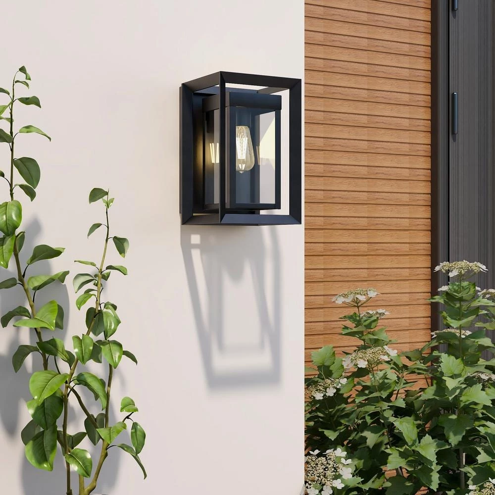 1-Light Black Outdoor Fixture Wall Lantern Sconce with Clear Glass by Pia Ricco 8 1-Light Black Outdoor Fixture Wall Lantern Sconce with Clear Glass by Pia Ricco - Image 6