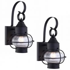 1-Light Matte Black Not Solar Outdoor Wall Lantern Sconce (2-Pack) by Pia Ricco
