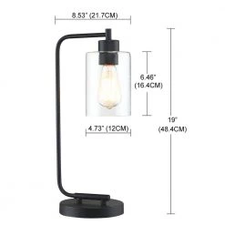 19 in. 1-Light Matte Black Table Lamp with Clear Glass Shade by Pia Ricco 12 19 in. 1-Light Matte Black Table Lamp with Clear Glass Shade by Pia Ricco -KINWELL shop matte black pia ricco table lamps 1jay 1238bk 44 1000