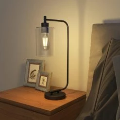 19 in. 1-Light Matte Black Table Lamp with Clear Glass Shade by Pia Ricco 11 19 in. 1-Light Matte Black Table Lamp with Clear Glass Shade by Pia Ricco -KINWELL shop matte black pia ricco table lamps 1jay 1238bk 4f 1000