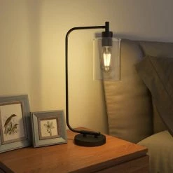 19 in. 1-Light Matte Black Table Lamp with Clear Glass Shade by Pia Ricco 9 19 in. 1-Light Matte Black Table Lamp with Clear Glass Shade by Pia Ricco -KINWELL shop matte black pia ricco table lamps 1jay 1238bk e1 1000