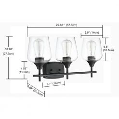 22.68 in. 3-Lights Matte Black Wall Mount Vanity Light by Pia Ricco -KINWELL shop matte black pia ricco vanity lighting 1jay lp11888901 1f 1000