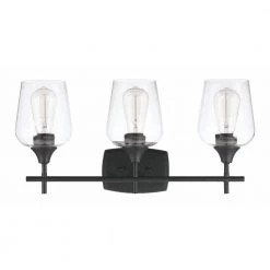 22.68 in. 3-Lights Matte Black Wall Mount Vanity Light by Pia Ricco