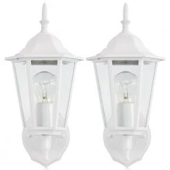 1-Light Matte White Outdoor Wall Lantern Sconce Die-Cast Aluminum with Clear Glass (2-Pack) by Jushua -KINWELL shop matte white jushua outdoor sconces sd cy ca1905 2w c3 1000