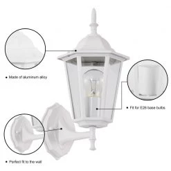 1-Light Matte White Outdoor Wall Lantern Sconce Die-Cast Aluminum with Clear Glass (2-Pack) by Jushua -KINWELL shop matte white jushua outdoor sconces sd cy ca1905 2w fa 1000