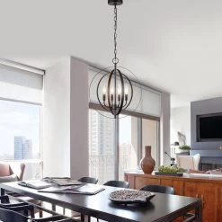 4-Light Oil Rubbed Bronze Globe Pendant by Jushua -KINWELL shop oil rubbed bronze finish jushua chandeliers go l a17004 44 1000