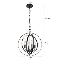 4-Light Oil Rubbed Bronze Globe Pendant by Jushua -KINWELL shop oil rubbed bronze finish jushua chandeliers go l a17004 4f 1000