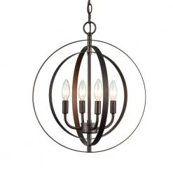 4-Light Oil Rubbed Bronze Globe Pendant by Jushua -KINWELL shop oil rubbed bronze finish jushua chandeliers go l a17004 c3 1000