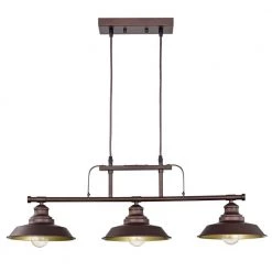 3-Light Oil Rubbed Bronze Dimmable Industrial Kitchen Island Pendant by Jushua