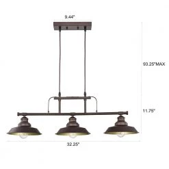 3-Light Oil Rubbed Bronze Dimmable Industrial Kitchen Island Pendant by Jushua -KINWELL shop oil rubbed bronze jushua chandeliers gol a60002 76 1000