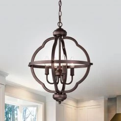 4-Light Oil Rubbed Bronze Indoor Pendant Light Steel and Electrical Components by Jushua 11 4-Light Oil Rubbed Bronze Indoor Pendant Light Steel and Electrical Components by Jushua -KINWELL shop oil rubbed bronze jushua chandeliers gol a60003 4f 1000