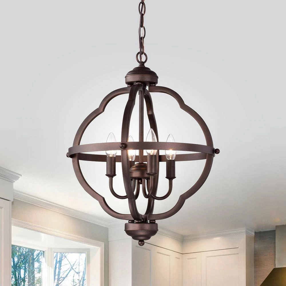 4-Light Oil Rubbed Bronze Indoor Pendant Light Steel and Electrical Components by Jushua 5 4-Light Oil Rubbed Bronze Indoor Pendant Light Steel and Electrical Components by Jushua - Image 3