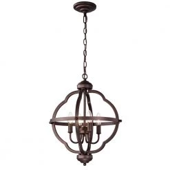 4-Light Oil Rubbed Bronze Indoor Pendant Light Steel and Electrical Components by Jushua