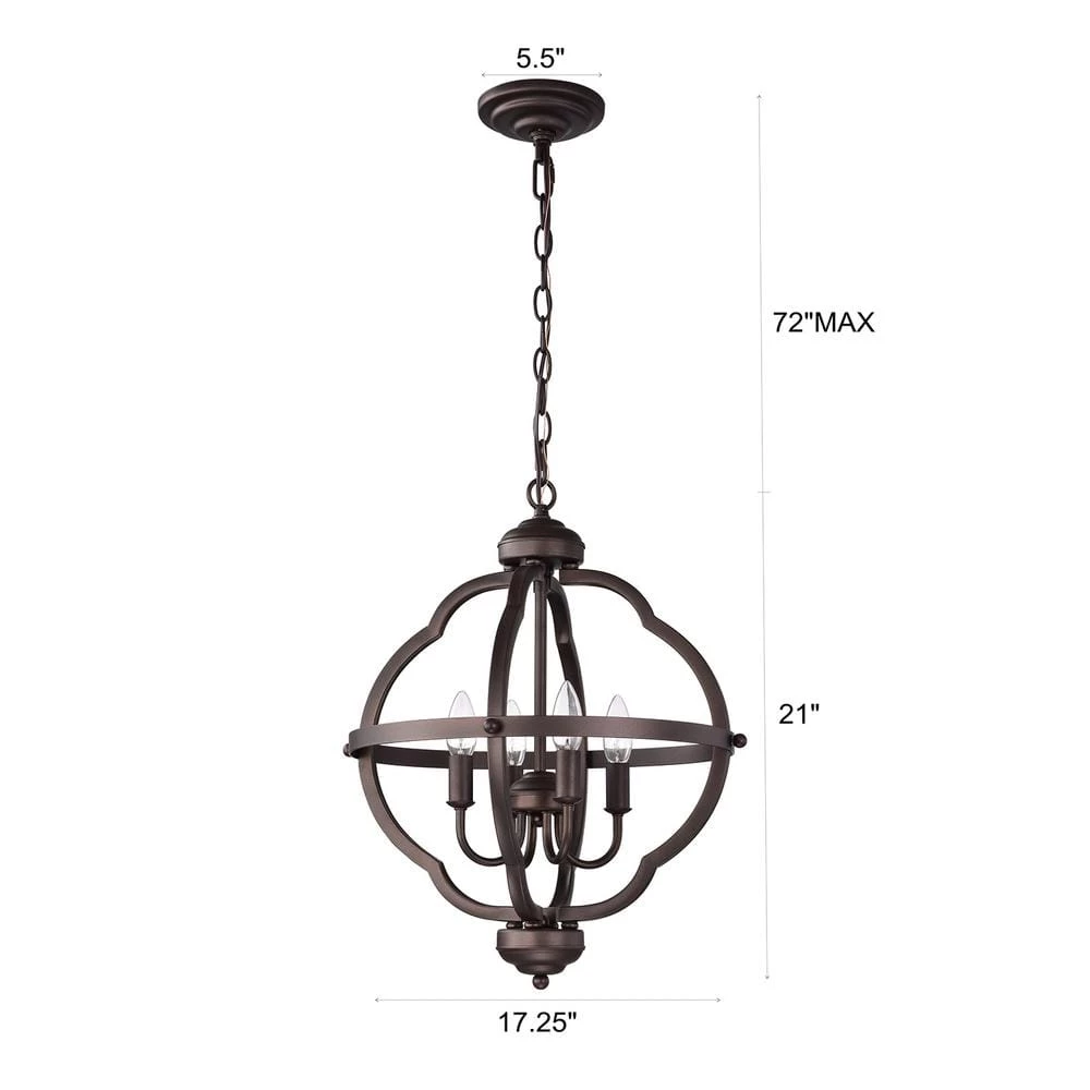 4-Light Oil Rubbed Bronze Indoor Pendant Light Steel and Electrical Components by Jushua 9 4-Light Oil Rubbed Bronze Indoor Pendant Light Steel and Electrical Components by Jushua - Image 7