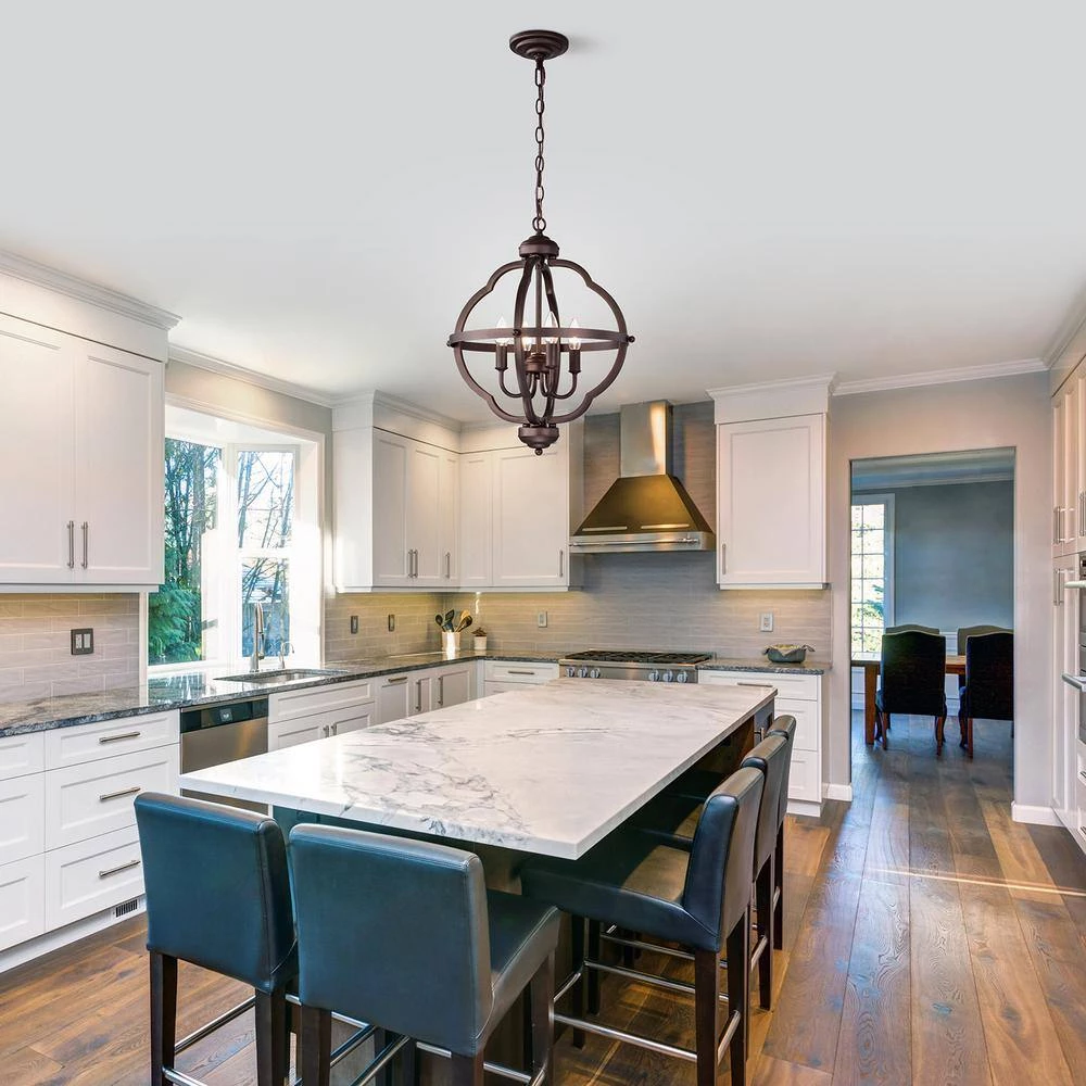 4-Light Oil Rubbed Bronze Indoor Pendant Light Steel and Electrical Components by Jushua 4 4-Light Oil Rubbed Bronze Indoor Pendant Light Steel and Electrical Components by Jushua - Image 2