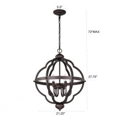 6-Light Oil Rubbed Bronze Indoor Pendant Steel and Electrical Components by Jushua -KINWELL shop oil rubbed bronze jushua chandeliers gol a60004 76 1000