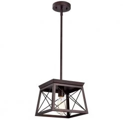 1-Light Oil Rubbed Bronze Indoor Pendant with Steel and Electrical Components by Jushua