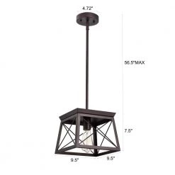 1-Light Oil Rubbed Bronze Indoor Pendant with Steel and Electrical Components by Jushua -KINWELL shop oil rubbed bronze jushua chandeliers gol a60009 76 1000