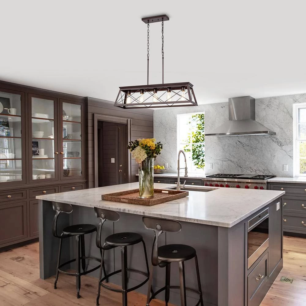 5-Light Oil Rubbed Bronze indoor Pendant with Steel and Electrical Components by Jushua 5 5-Light Oil Rubbed Bronze indoor Pendant with Steel and Electrical Components by Jushua - Image 3