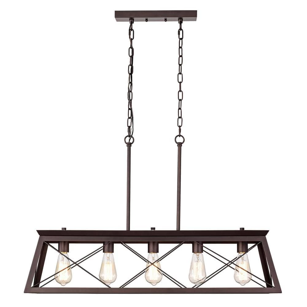 5-Light Oil Rubbed Bronze indoor Pendant with Steel and Electrical Components by Jushua 3 5-Light Oil Rubbed Bronze indoor Pendant with Steel and Electrical Components by Jushua
