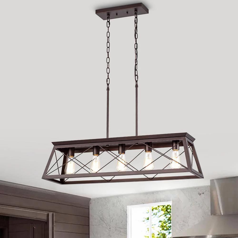 5-Light Oil Rubbed Bronze indoor Pendant with Steel and Electrical Components by Jushua 4 5-Light Oil Rubbed Bronze indoor Pendant with Steel and Electrical Components by Jushua - Image 2