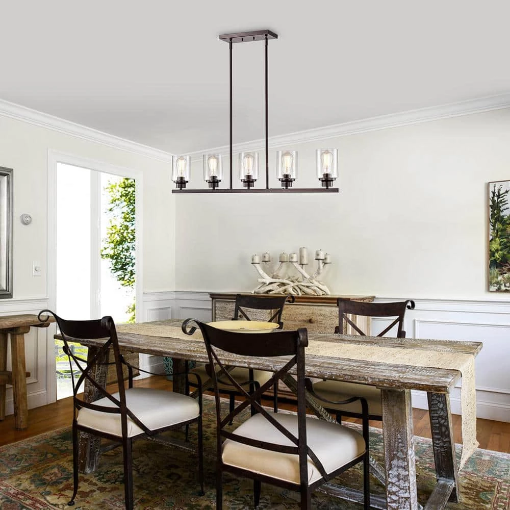 5-Light Oil Rubbed Bronze Kitchen Island Pendant by Jushua 5 5-Light Oil Rubbed Bronze Kitchen Island Pendant by Jushua - Image 3