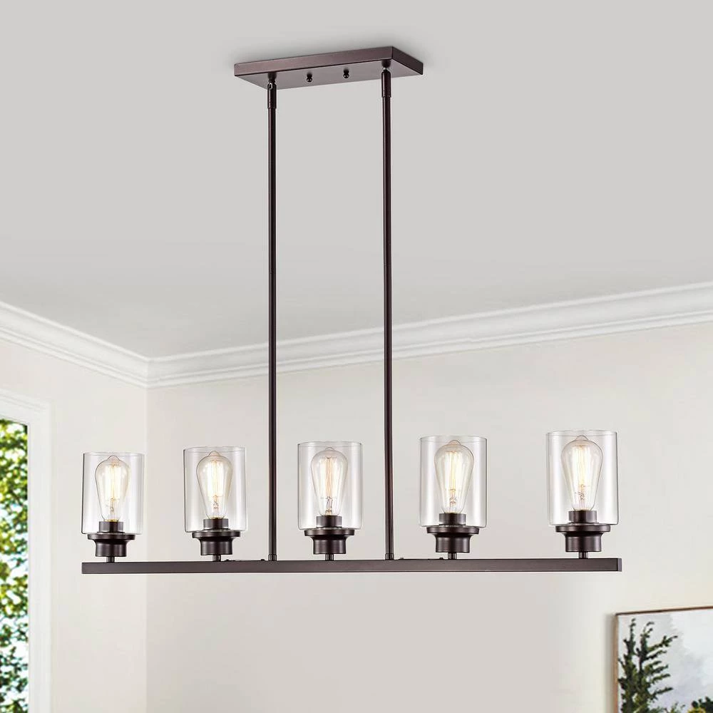 5-Light Oil Rubbed Bronze Kitchen Island Pendant by Jushua 4 5-Light Oil Rubbed Bronze Kitchen Island Pendant by Jushua - Image 2
