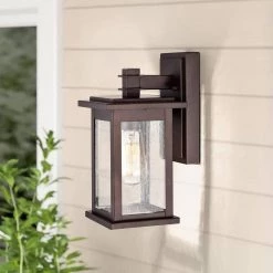 1-Light Oil Rubbed Bronze Outdoor Wall Lantern Sconce with Anti-Rust and Waterproof by Jushua -KINWELL shop oil rubbed bronze jushua outdoor sconces go l a20008 44 1000