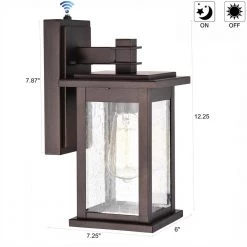 1-Light Oil Rubbed Bronze Outdoor Wall Lantern Sconce with Dusk to Dawn Sensor by Jushua -KINWELL shop oil rubbed bronze jushua outdoor sconces go l a20010 4f 1000