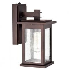 1-Light Oil Rubbed Bronze Outdoor Wall Lantern Sconce with Dusk to Dawn Sensor by Jushua