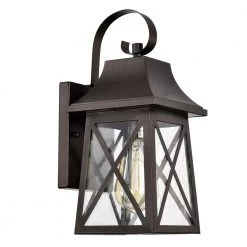 1-Light Oil Rubbed Bronze Outdoor Wall Lantern Sconce with Steel and Aluminum, Glass, Electrical Components by Jushua