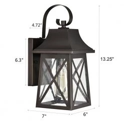 1-Light Oil Rubbed Bronze Outdoor Wall Lantern Sconce with Steel and Aluminum, Glass, Electrical Components by Jushua -KINWELL shop oil rubbed bronze jushua outdoor sconces gol f201005 76 1000