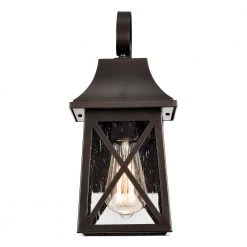 1-Light Oil Rubbed Bronze Outdoor Wall Lantern Sconce with Steel and Aluminum, Glass, Electrical Components by Jushua -KINWELL shop oil rubbed bronze jushua outdoor sconces gol f201005 fa 1000