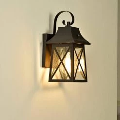 1-Light Oil Rubbed Bronze Outdoor Wall Lantern Sconce with Clear Seedy by Jushua 14 1-Light Oil Rubbed Bronze Outdoor Wall Lantern Sconce with Clear Seedy by Jushua -KINWELL shop oil rubbed bronze jushua outdoor sconces gol f201006 44 1000